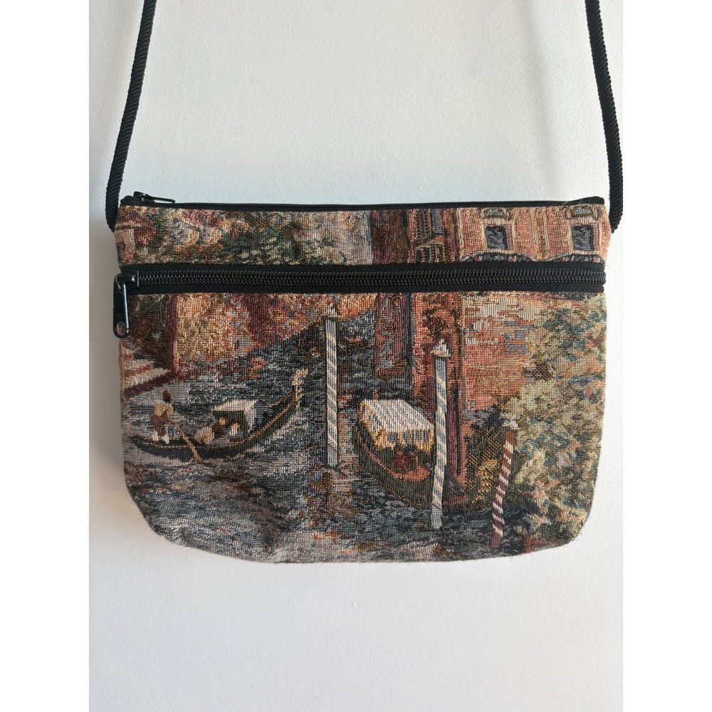 Danny K Beverly Hills Tapestry Crossbody Bag Venice Canal Gondola Cabincore USA